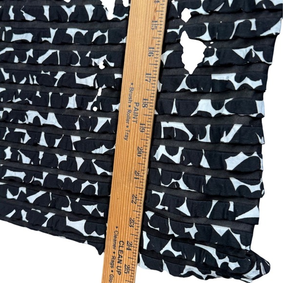 Tanjay Abstract Square Neck Blouse Black White Minimalist Workwear Top - Picture 6 of 7